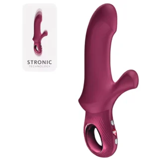 Fun Factory Bi Stronic Curve - tlačiaci vibrátor s klitoriálnym ramienkom (červený)