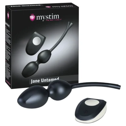 mystim Jane Untamed - vibračné gejšine guličky duo (čierne)