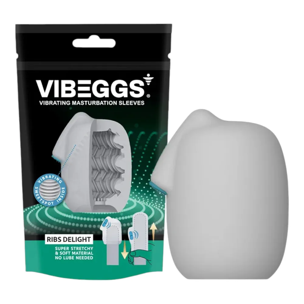 VIBEGGS Ribs Delight - vibračné vajíčko masturbátor (biele)