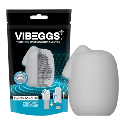 VIBEGGS Twisty Tongues - vibračné vajíčko masturbátor (biele)