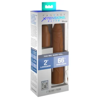 Pipedream - X-TENSION Elite 2 - nastaviteľný (strihateľný) návlek na penis (hnedý)