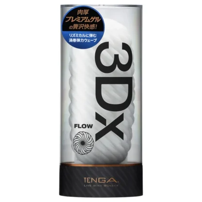 TENGA 3Dx Flow - masturbátor s vlnitým vzorom (biely)