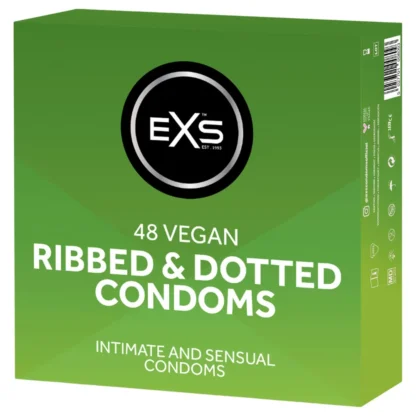 EXS Ribbed & Dotted - vrúbkovaný, bodkovaný kondóm (48 ks)
