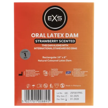 EXS jahodový lízací obrúsok - latexová ochranná fólia (1 ks)