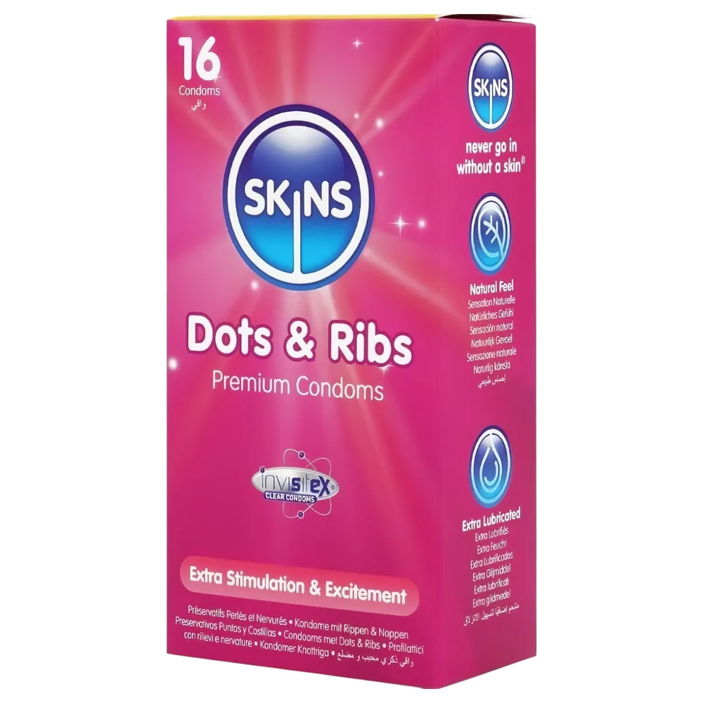 Skins - kondóm s drážkami a bodkami - 16 ks