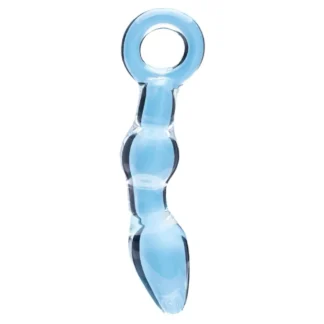 Clarity Utopian Mystique - rebrované sklenené análne dildo (priehľadné)