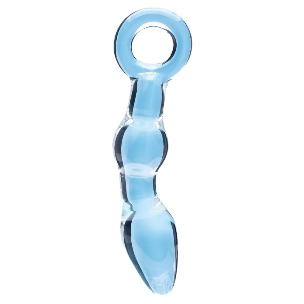 Clarity Utopian Mystique - rebrované sklenené análne dildo (priehľadné)