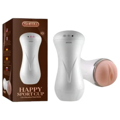 Lonely Happy - masturbátor na batérie - stonajúci, vibrujúci - biela/prírodná