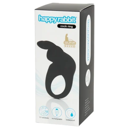 Happyrabbit - vibračný erekčný krúžok - nabíjateľný - čierny