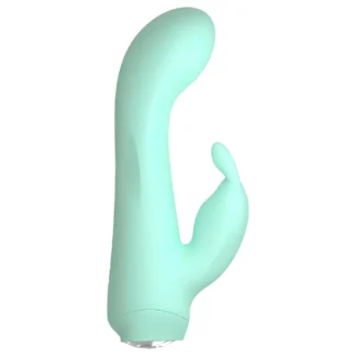 Cuties Mini 4 - vibrátor s králikom - vodeodolný, nabíjateľný - zelený