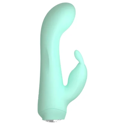 Cuties Mini 4 - vibrátor s králikom - vodeodolný, nabíjateľný - zelený
