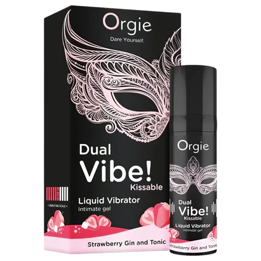 Orgie Dual Vibe - unisex tekutý vibrátor - jahoda - gin tonic (15 ml)