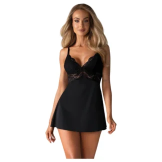 Obsessive - čipkovaný babydoll a tangá (čierne)