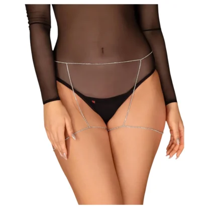 Obsessive Bijou 905 - luxus telový pásik (strieborný) - S-L