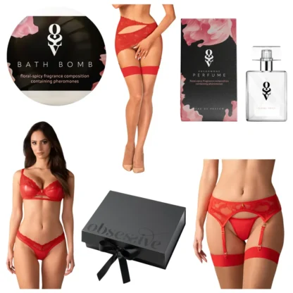 Obsessive - darčekový box so spodnou bielizňou - 6 dielov - červená