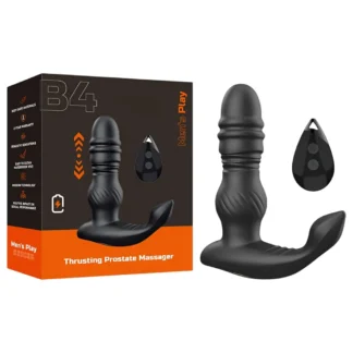 Men's Play - vibračný stimulátor prostaty s pohybom hore‑dole (čierny)