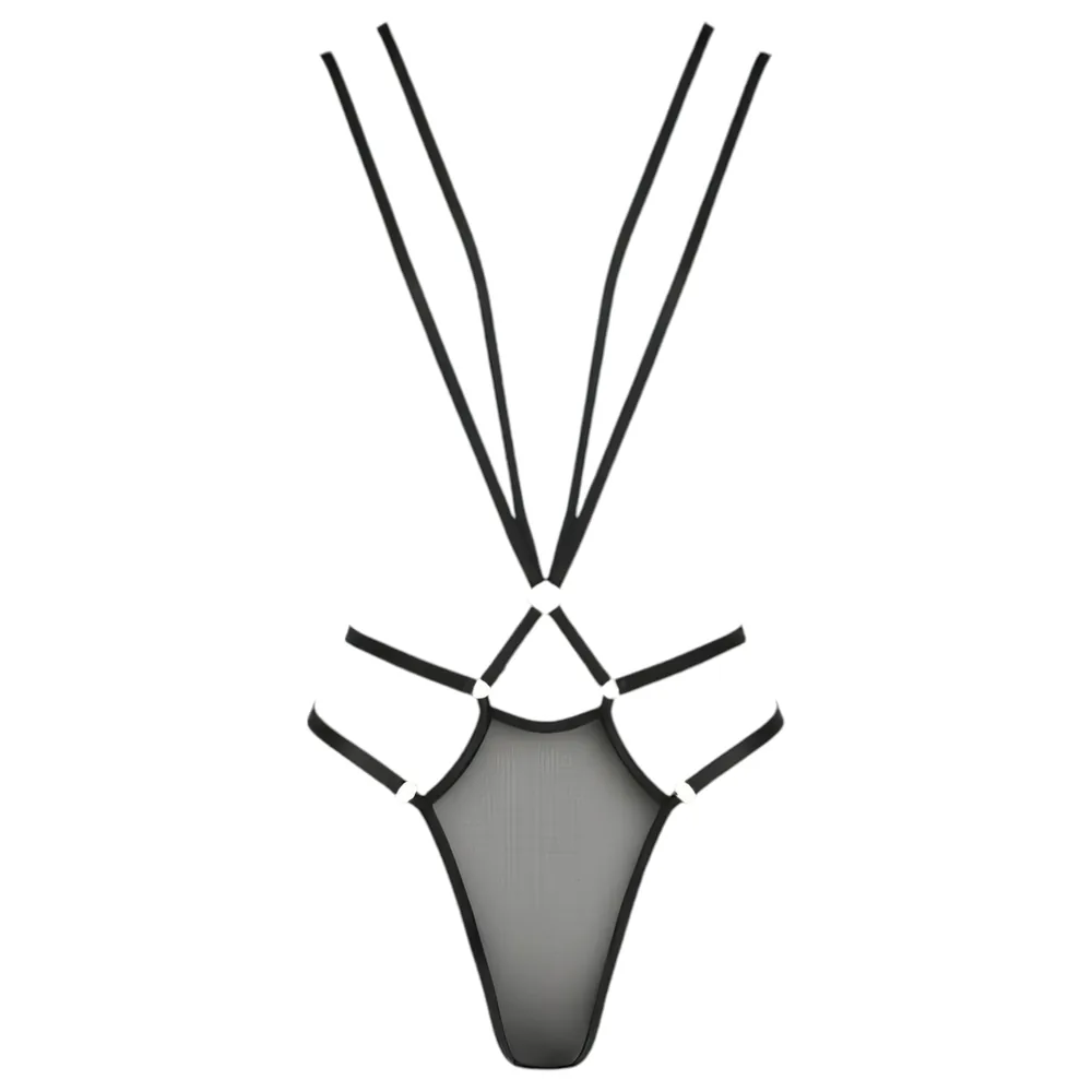 Passion Devil Višňa - kovový krúžkový body postroj (čierny) – Obrázok 3
