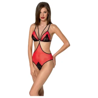 Passion Peonia - Body s bočnými výrezmi (červená)