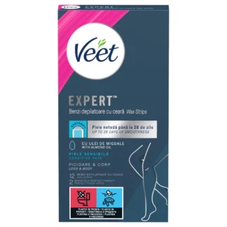 Veet Expert - voskové pásiky pripravené na použitie - na suchú pokožku (12 ks)