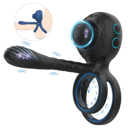 Biu-Biu - vibračný krúžok na penis a párový vibrátor - čierny