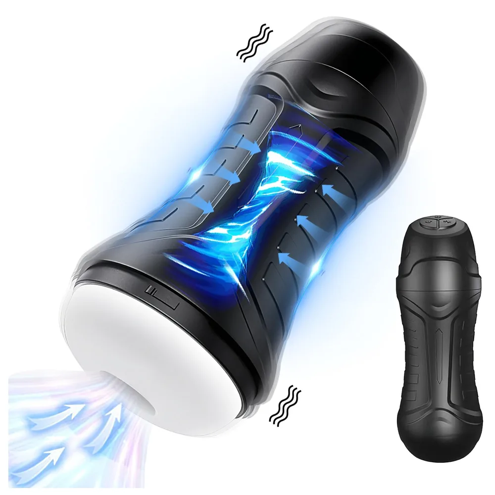 AlvUp - masturbátor s vibráciou a saním - čierny