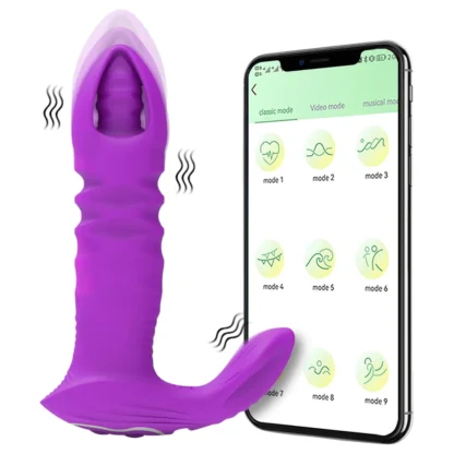 AlvUp - Aplikáciou riadený tlačný análny vibrátor (fialový)