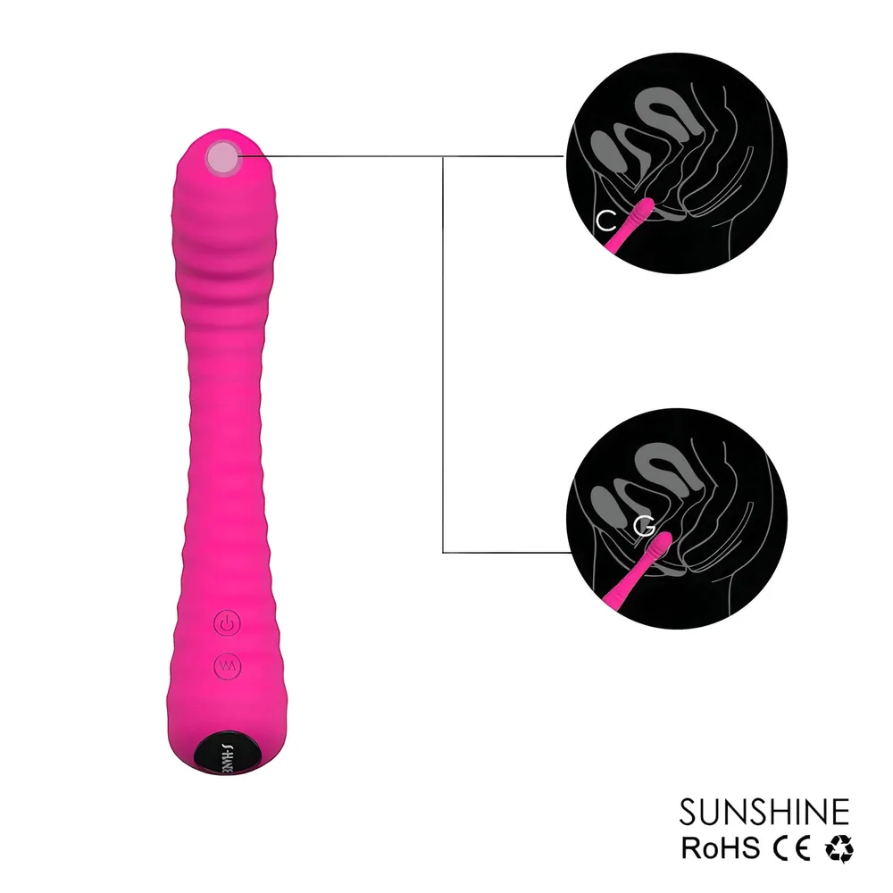 Sex HD Sunshine - vibrátor na bod G - akumulátorový, ryhovaný, ružový – Obrázok 3