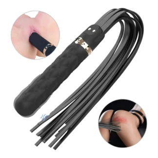 Sex HD - vibrátor a bič - nabíjací, vodotesný, čierny
