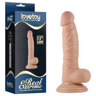 Real Extreme - prísavkový G-bod vibrátor s vajíčkami - 19 cm (naturálny)