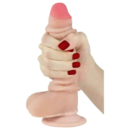 Lovetoy - dvojvrstvové dildo - realistické prevedenie - 18 cm - telová farba