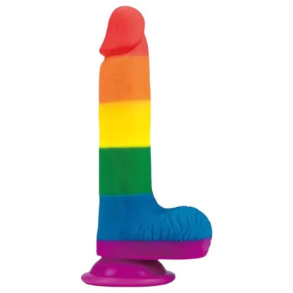 Lovetoy Prider - realistické dildó s semenníkmi - 20 cm - dúhové