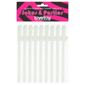 Lovetoy - slamka s penisom - svietiaca - biela