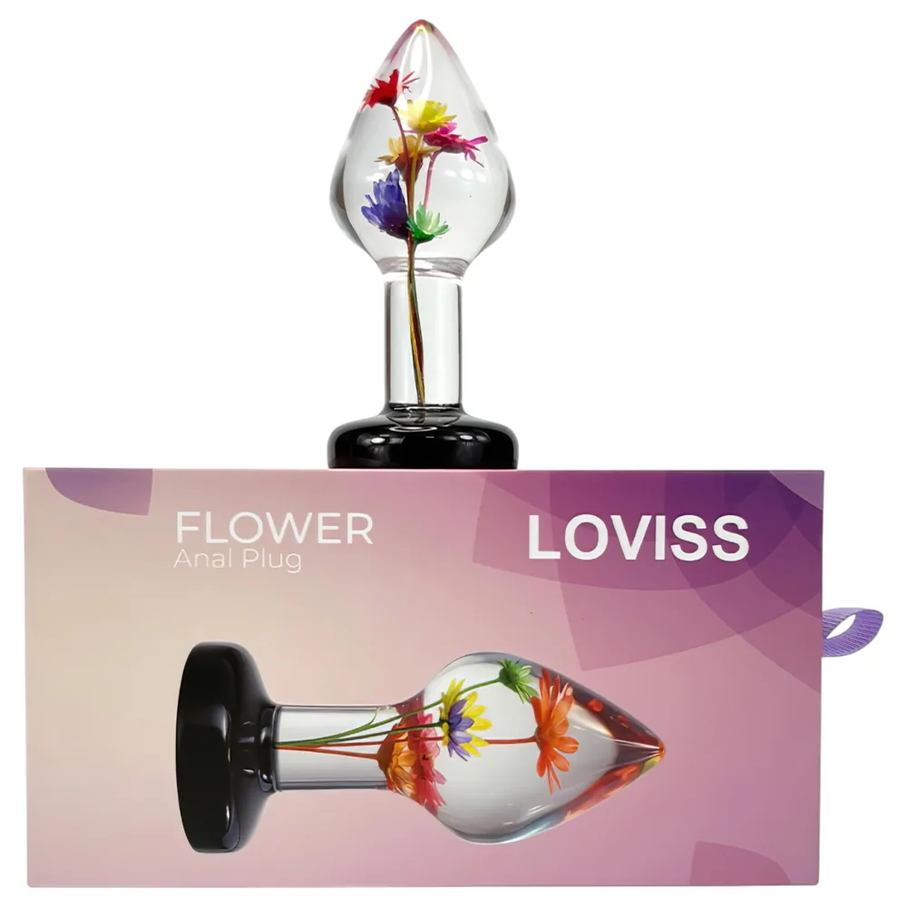 LOVISS Flower - análny kolík s kvetinovým vzorom (priehľadný)