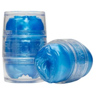 Fleshlight Quickshot Vantage - priesvitný dvojitý masturbátor (modrý)