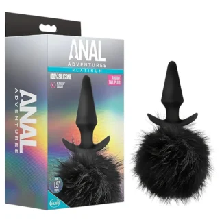Anal Adventures Platinum - análna zásuvka so zajačím chvostom - čierna