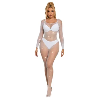 Subblime 952396 - trblietavý overal s kamienkami (biely) - S-L
