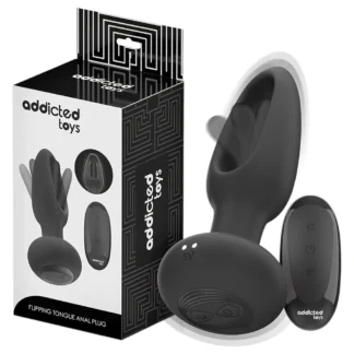 Addicted Toys - análny vibrátor s pohybujúcim sa jazykom - čierny