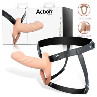 Action StrapOn S - pripínací, dutý dildo (prírodný)
