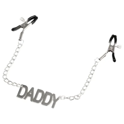 LateToBed Daddy - klieštiky na bradavky - strieborné