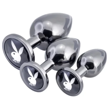 Playboy - análny plug set - 3 ks - strieborný