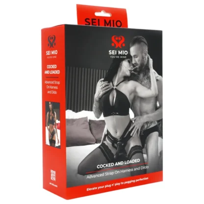 Sei Mio - nasadzovací dildo s postrojom - 15 cm - čierne