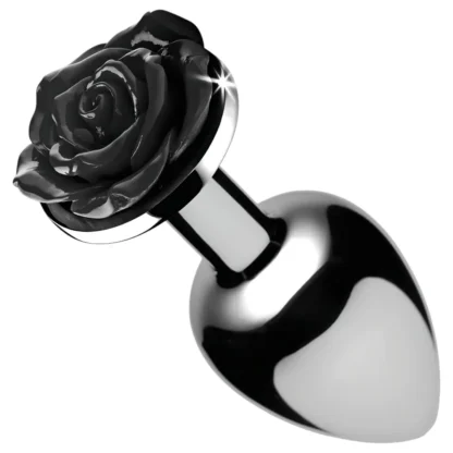 Booty Sparks Black Rose - hliníkový análny kolík (strieborno‑čierny)