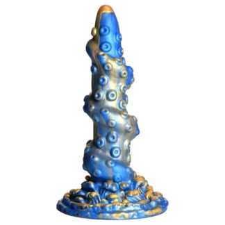Creature Cocks Kraken - špirálové dildo v tvare chápadla - 21 cm - zlatá/modrá