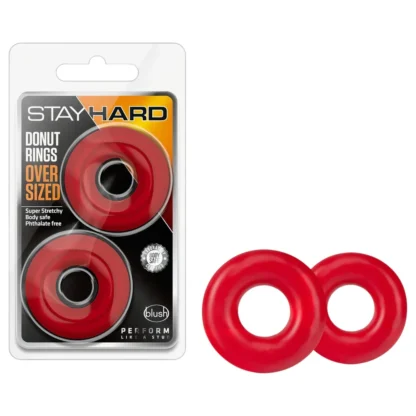Stay Hard Donuts - sada erekčných krúžkov - červené