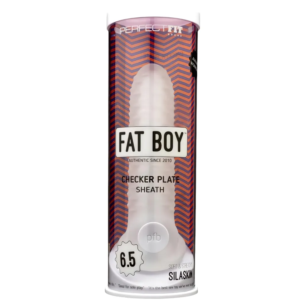 Perfect Fit - Fat Boy Checker Box - návlek na penis (17 cm, biely)