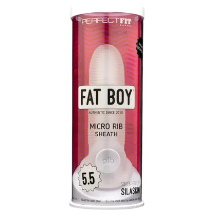 Perfect Fit - Fat Boy Micro Ribbed - návlek na penis (15 cm, biely)