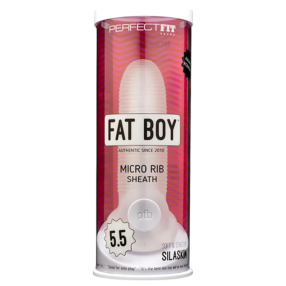 Perfect Fit - Fat Boy Micro Ribbed - návlek na penis (15 cm, biely)