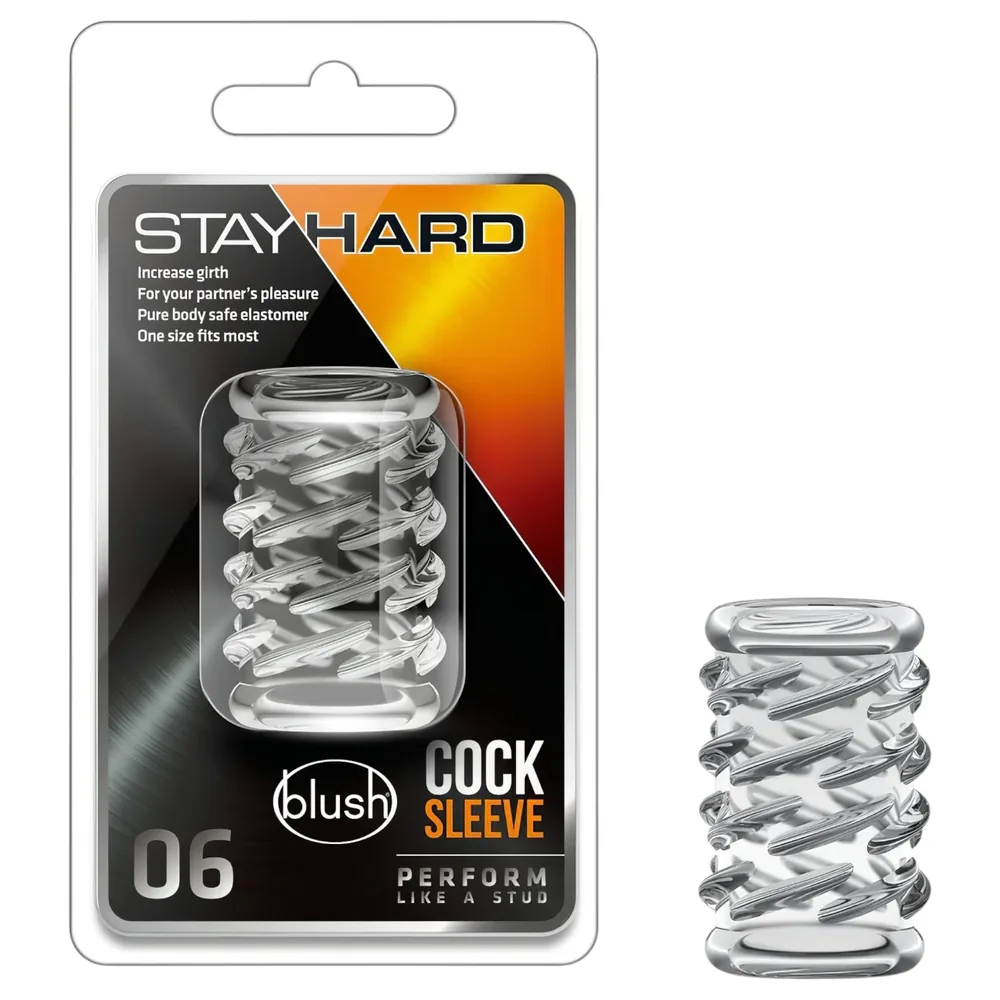 Stay Hard - penový krúžok na penis - vzorovaný - priehľadný
