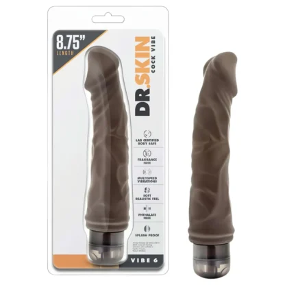 Dr. Skin Vibe No.6 - realistický vibrátor - hnedý