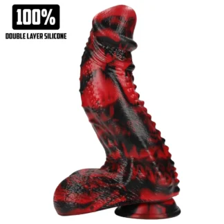 Au! Dark Lycan Spawn - silikónové fantasy dildo (červeno‑čierne)